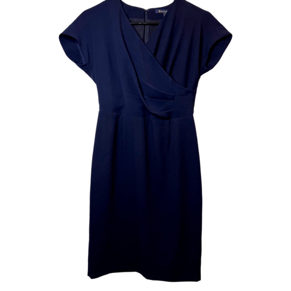 Brooks Brothers Petite Navy Blue Dress Cap Sleeve Sheath‎ Career Workwear 2P